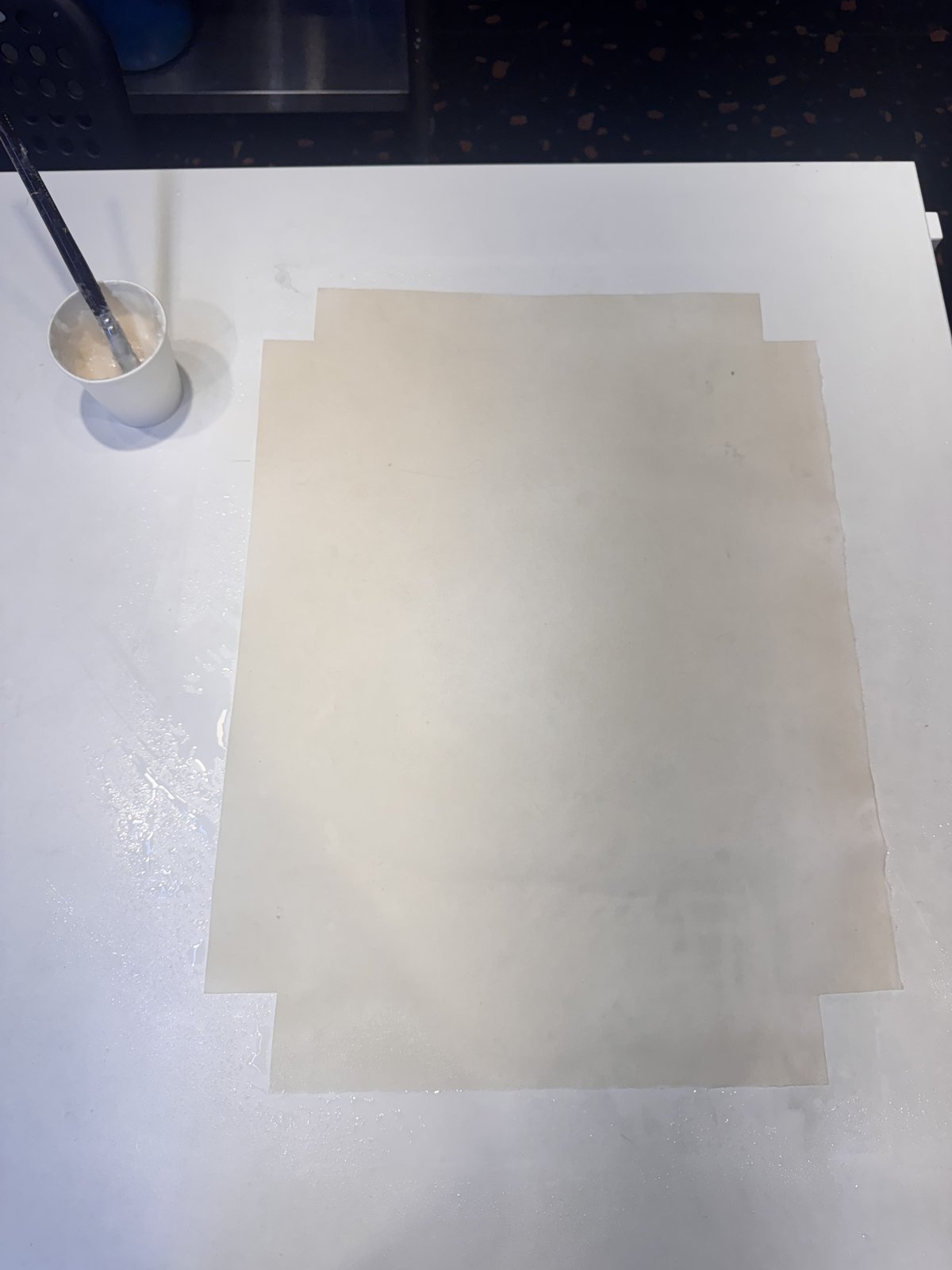 A sheet of hanji laid out.
